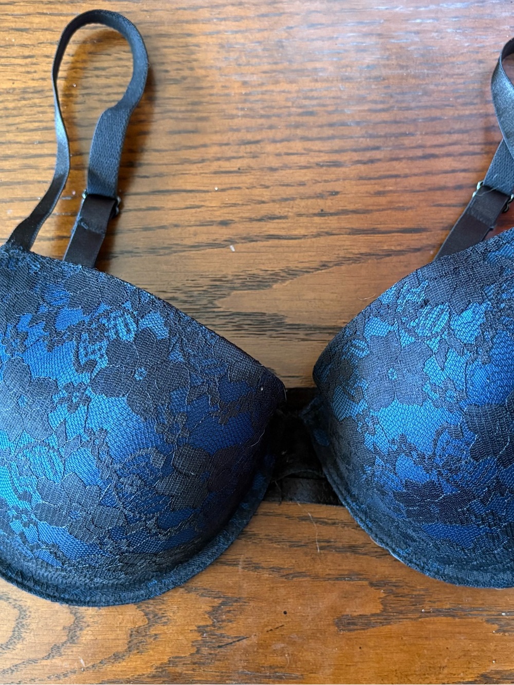 George Blue Bra with Black Lace
